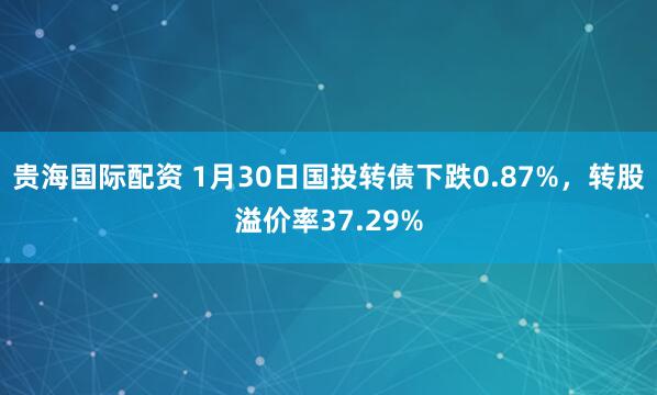 贵海国际配资 1月30日国投转债下跌0.87%，转股溢价率37.29%
